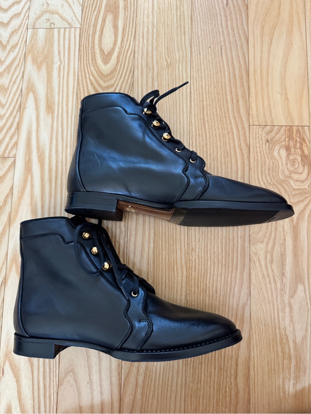 Sarah Flint Linda Boot - IT 38 / US 8 Black Calf Leather and Shearling Lined - Picture 2 of 5